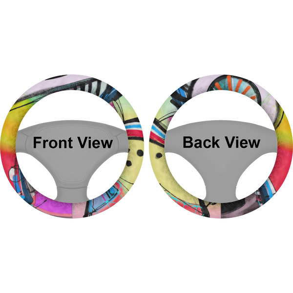 Abstract Eye Painting Steering Wheel Cover- Front and Back