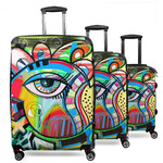 Abstract Eye Painting 3 Piece Luggage Set - 20" Carry On, 24" Medium Checked, 28" Large Checked