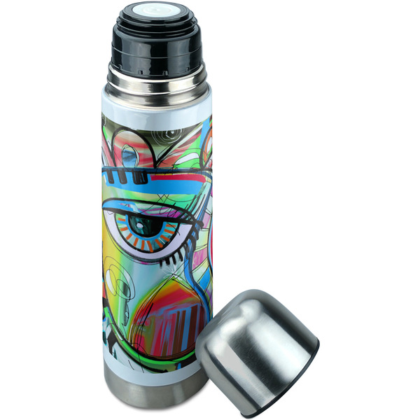 Abstract Eye Painting Thermos - Lid Off