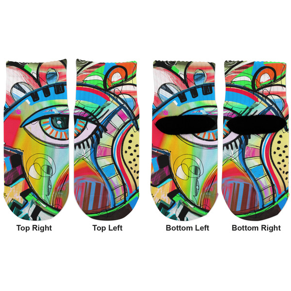 Abstract Eye Painting Toddler Ankle Socks - Double Pair - Front and Back - Apvl