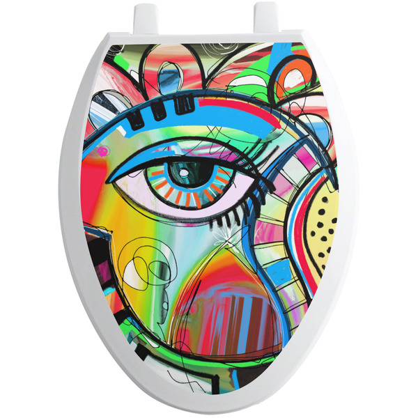 Custom Abstract Eye Painting Toilet Seat Decal - Elongated