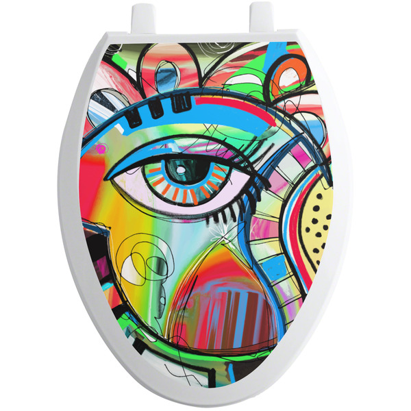Abstract Eye Painting Toilet Seat Decal Elongated
