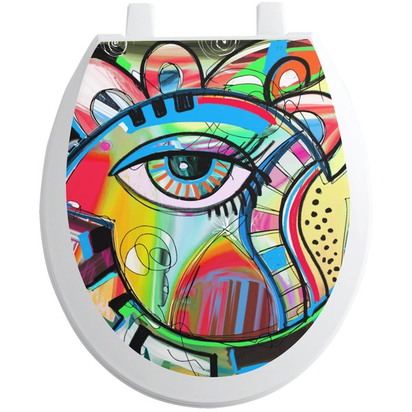 Custom Abstract Eye Painting Toilet Seat Decal - Round