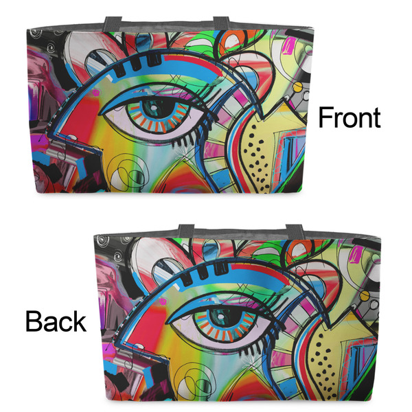 Abstract Eye Painting Tote w/Black Handles - Front & Back Views
