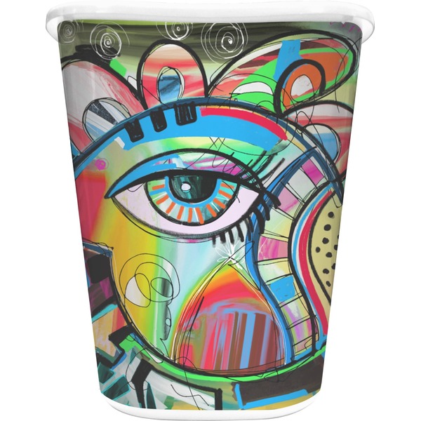 Custom Abstract Eye Painting Waste Basket - Double Sided (White)