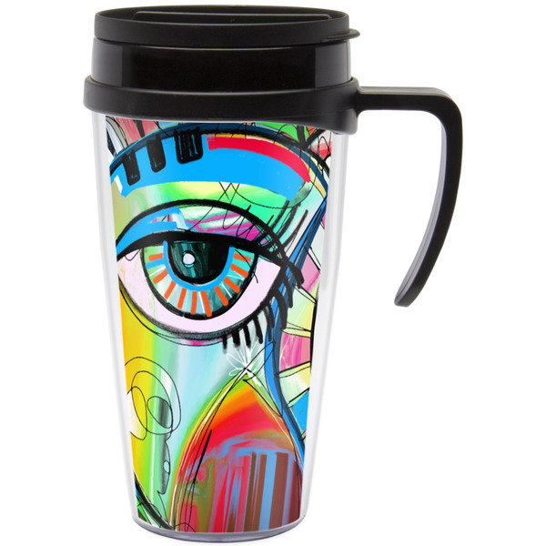 Custom Abstract Eye Painting Acrylic Travel Mug with Handle