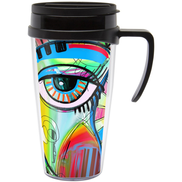 Custom Abstract Eye Painting Acrylic Travel Mug with Handle