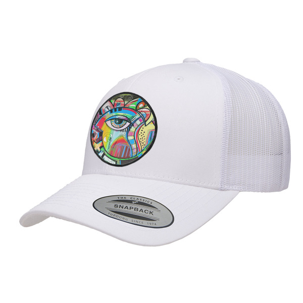 Custom Abstract Eye Painting Trucker Hat - White