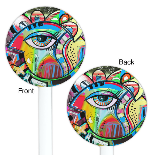 Abstract Eye Painting White Plastic 5.5" Stir Stick - Double Sided - Round - Front & Back