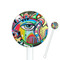 Abstract Eye Painting White Plastic 5.5" Stir Stick - Round - Closeup