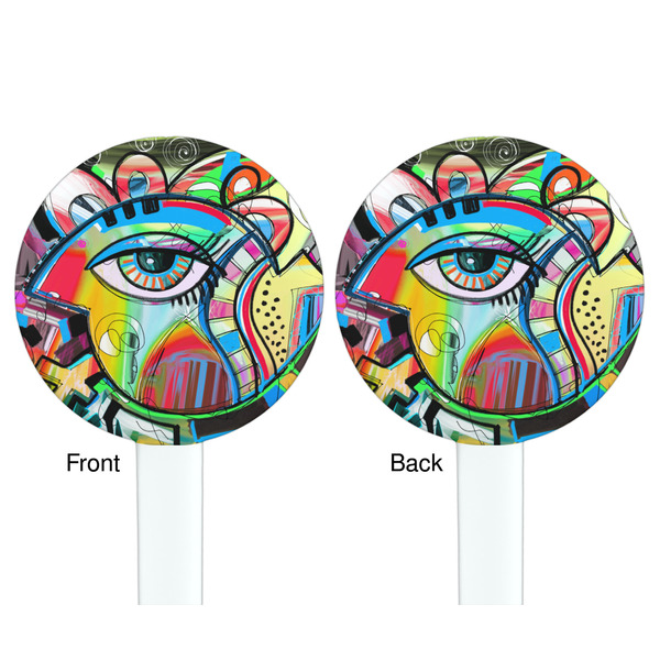 Abstract Eye Painting White Plastic 7" Stir Stick - Double Sided - Round - Front & Back