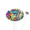 Abstract Eye Painting White Plastic 7" Stir Stick - Oval - Closeup