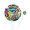 Abstract Eye Painting White Plastic 7" Stir Stick - Round - Closeup