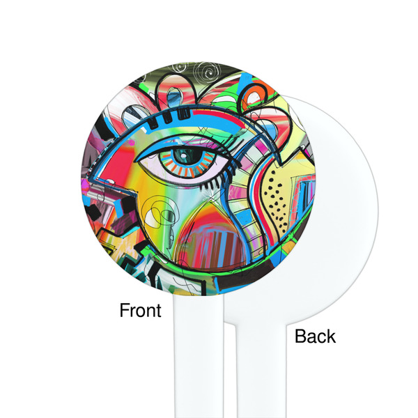 Abstract Eye Painting White Plastic 7" Stir Stick - Single Sided - Round - Front & Back