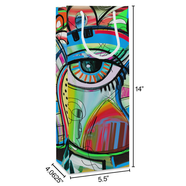 Abstract Eye Painting Wine Gift Bag - Dimensions