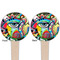 Abstract Eye Painting Wooden 4" Food Pick - Round - Double Sided - Front & Back