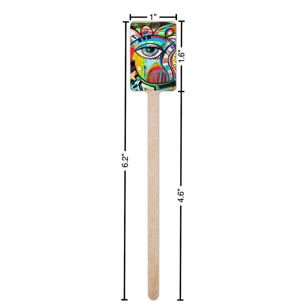 Abstract Eye Painting Wooden 6.25" Stir Stick - Rectangular - Dimensions