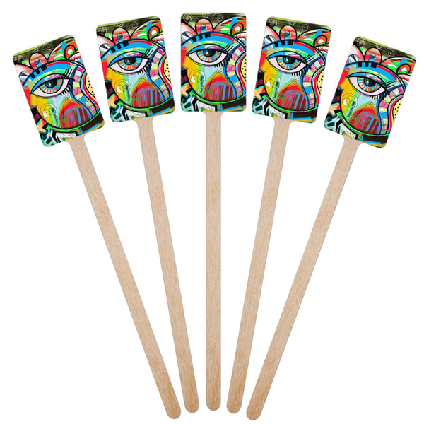 Abstract Eye Painting Wooden 6.25" Stir Stick - Rectangular - Fan View