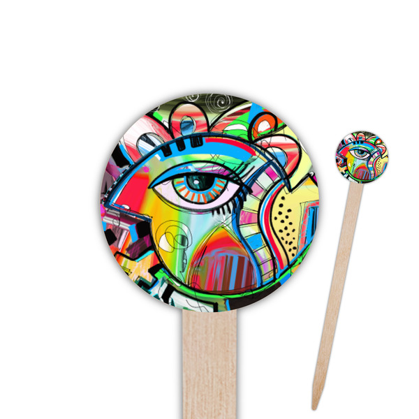 Custom Abstract Eye Painting Round Wooden Food Picks