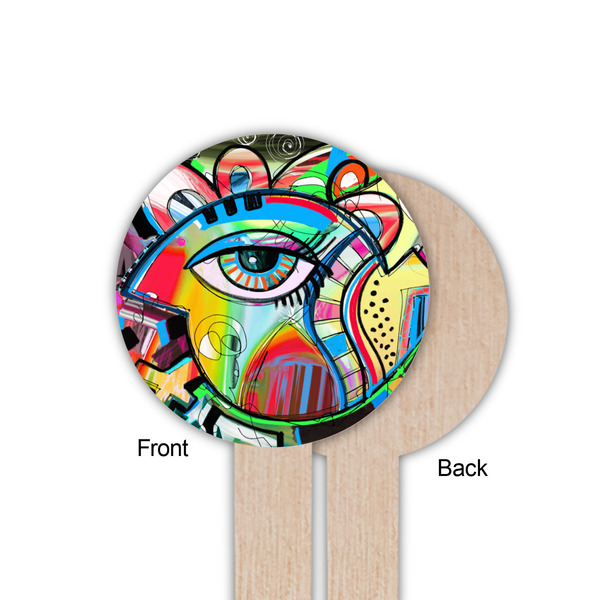 Abstract Eye Painting Wooden 6" Food Pick - Round - Single Sided - Front & Back