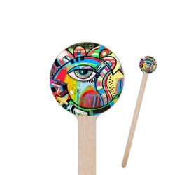 Abstract Eye Painting 6" Round Wooden Stir Sticks - Double Sided