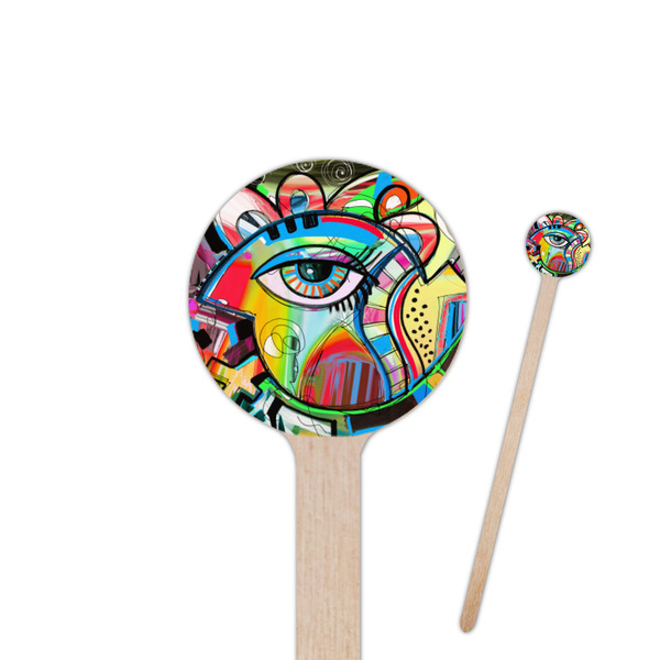 Custom Abstract Eye Painting 6" Round Wooden Stir Sticks - Single Sided