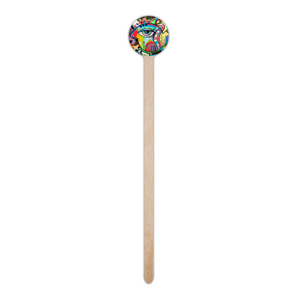 Abstract Eye Painting Wooden 6" Stir Stick - Round - Single Stick