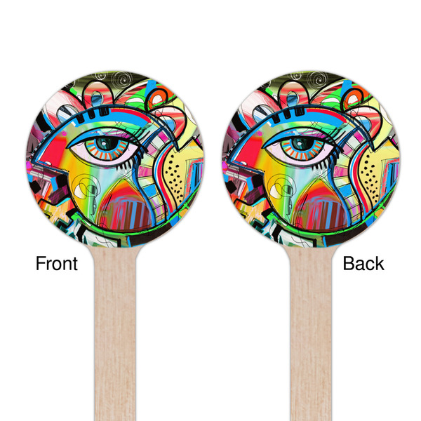 Abstract Eye Painting Wooden 7.5" Stir Stick - Round - Double Sided - Front & Back