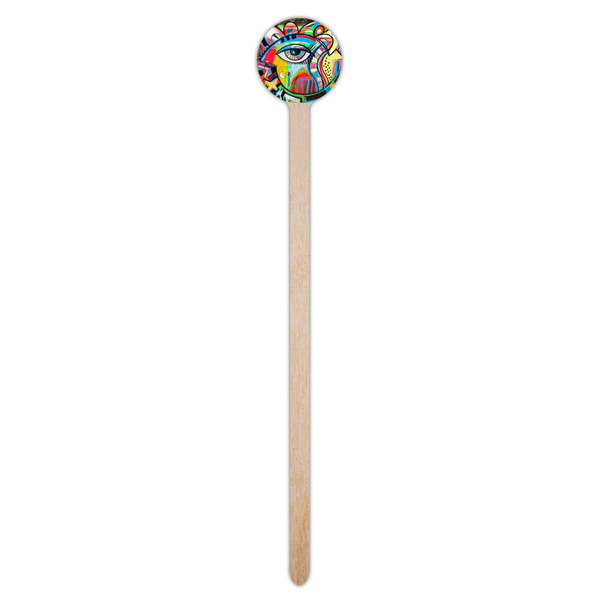 Abstract Eye Painting Wooden 7.5" Stir Stick - Round - Single Stick
