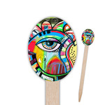 Abstract Eye Painting Oval Wooden Food Picks
