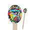 Abstract Eye Painting Wooden Food Pick - Oval - Closeup