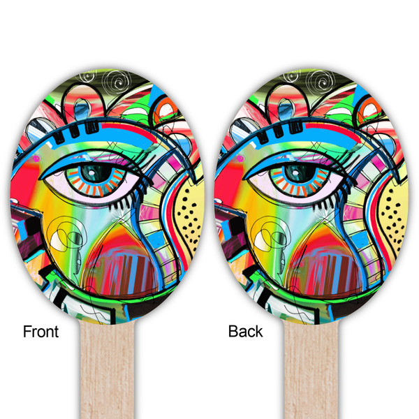 Abstract Eye Painting Wooden Food Pick - Oval - Double Sided - Front & Back