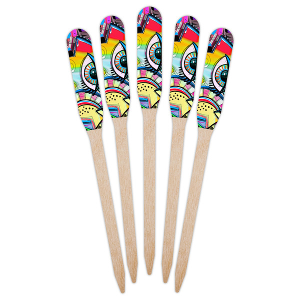 Abstract Eye Painting Wooden Food Pick - Paddle - Fan View