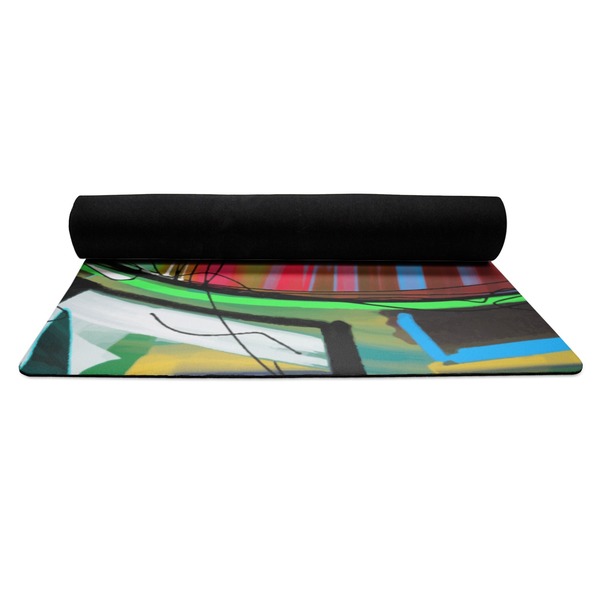 Abstract Eye Painting Yoga Mat Rolled up Black Rubber Backing