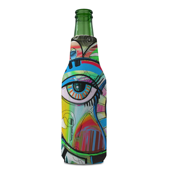 Abstract Eye Painting Zipper Bottle Cooler - FRONT (bottle)