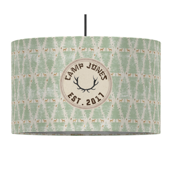 Custom Deer 12" Drum Pendant Lamp - Fabric (Personalized)