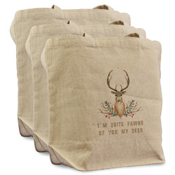 Deer Reusable Cotton Grocery Bags - Set of 3 (Personalized)