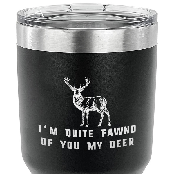 Deer 30 oz Stainless Steel Ringneck Tumbler - Black - CLOSE UP