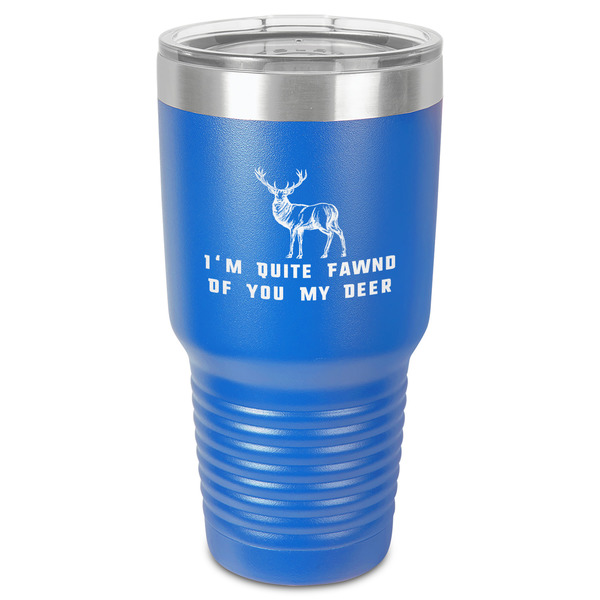 Custom Deer 30 oz Stainless Steel Tumbler - Royal Blue - Single-Sided (Personalized)