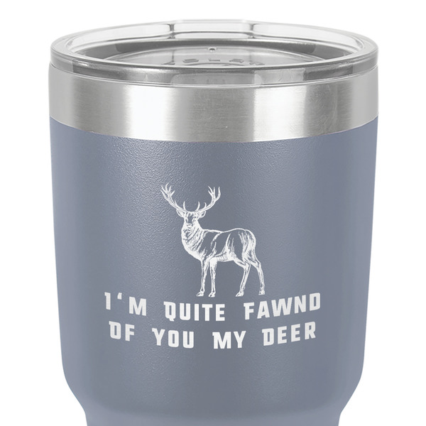 Deer 30 oz Stainless Steel Ringneck Tumbler - Grey - Close Up