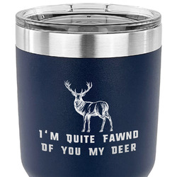 Deer 30 oz Stainless Steel Tumbler - Navy - Double Sided (Personalized)