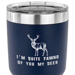 Deer 30 oz Stainless Steel Tumbler - Navy - Single Sided (Personalized)