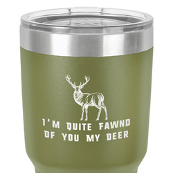 Deer 30 oz Stainless Steel Tumbler - Olive - Single-Sided (Personalized)