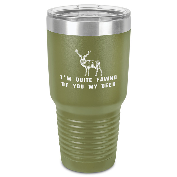Deer 30 oz Stainless Steel Ringneck Tumbler - Olive - Front
