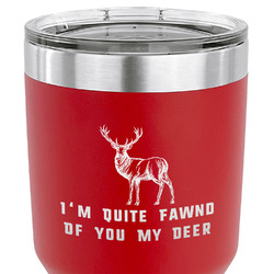 Deer 30 oz Stainless Steel Tumbler - Red - Single Sided (Personalized)