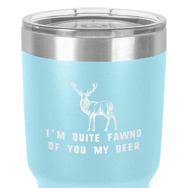 Deer 30 oz Stainless Steel Ringneck Tumbler - Teal - Close Up