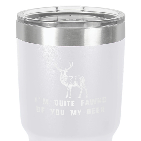 Deer 30 oz Stainless Steel Ringneck Tumbler - White - Close Up