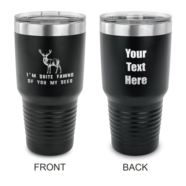 Custom Deer 30 oz Stainless Steel Tumbler - Black - Double Sided (Personalized)