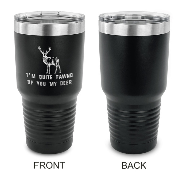 Deer 30 oz Stainless Steel Ringneck Tumblers - Black - Single Sided - APPROVAL