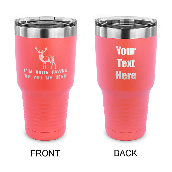 Custom Deer 30 oz Stainless Steel Tumbler - Coral - Double Sided (Personalized)